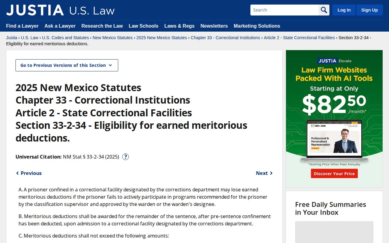 Colfax County release date lookup earned deduction statute