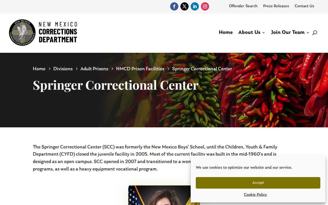 Springer Correctional Center official NMCD release information page